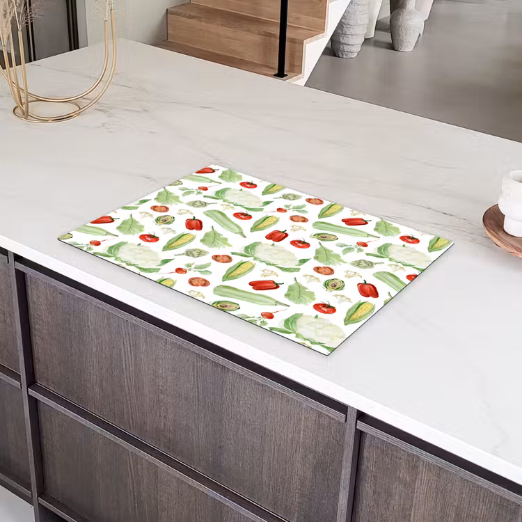 Patroon - Groen - Rood - Groente Inductie beschermer vinyl 3mm klein 276 -sfeer8