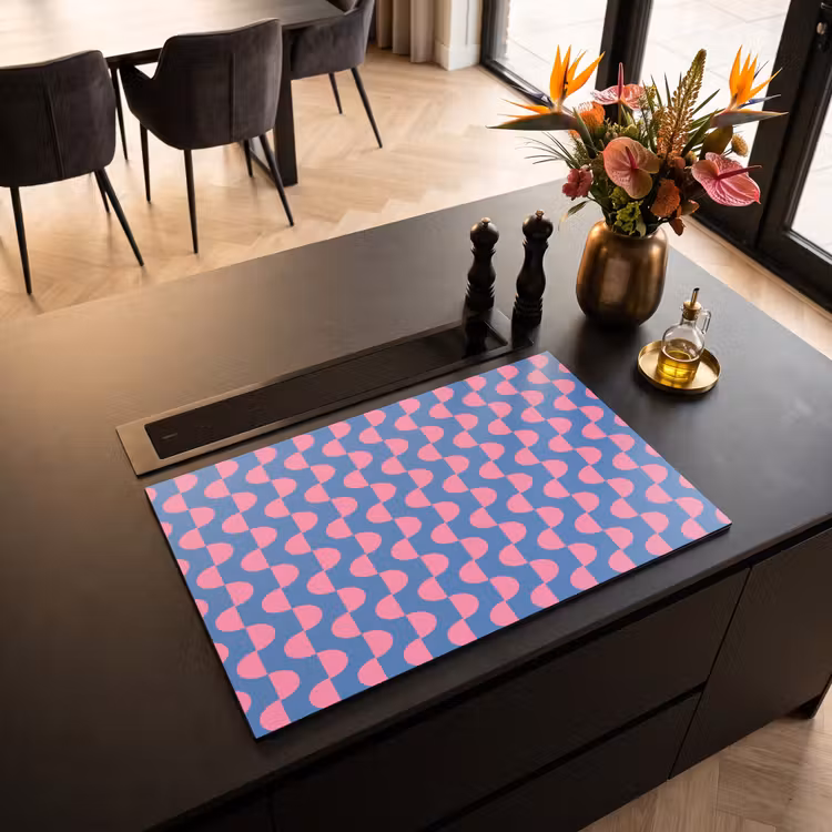 Patroon - Halve cirkels - Abstract - Modern - Roze - Blauw Inductie beschermer vinyl 3mm klein -sfeer5