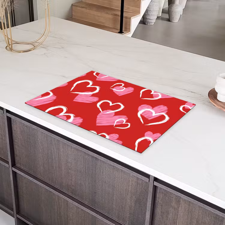 Patroon - Hartjes - Roze - Valentijn Inductie beschermer vinyl 3mm klein -sfeer8