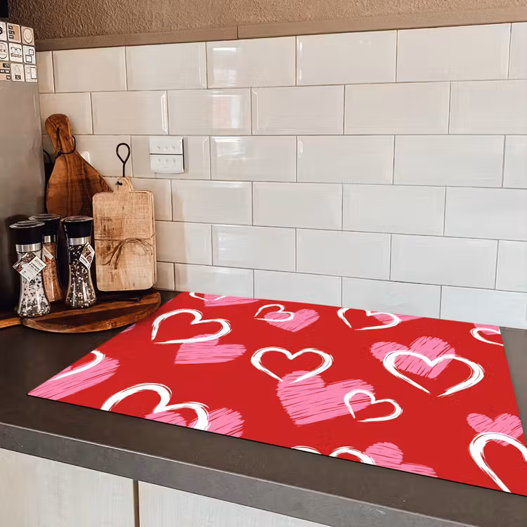 Patroon - Hartjes - Roze - Valentijn Inductie beschermer vinyl 3mm klein -sfeer3