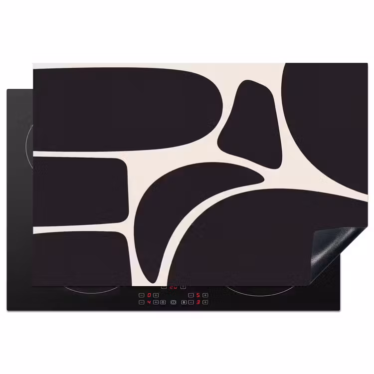 Induction Hob Cover - Pattern - Organic - Black - Patroon - Organisch - Zwart Inductie beschermer vinyl 3mm klein