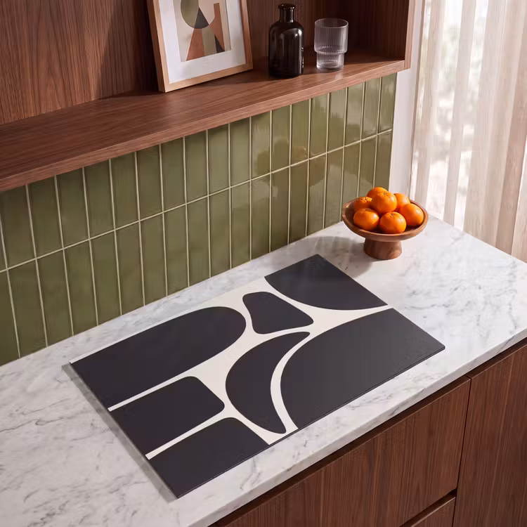 Induction Hob Cover - Pattern - Organic - Black - Patroon - Organisch - Zwart Inductie beschermer vinyl 3mm klein
