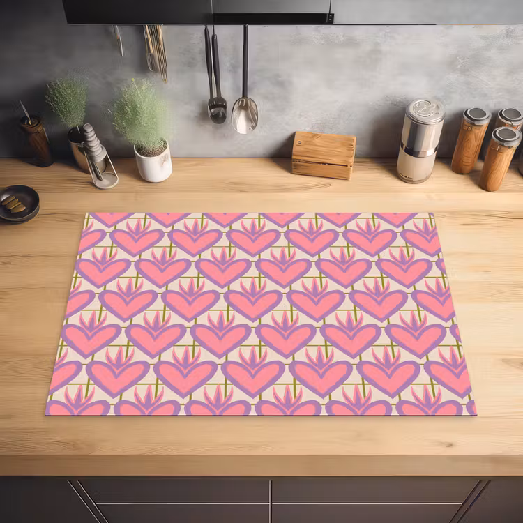 Patroon - Roze - Hartjes Inductie beschermer vinyl 3mm klein 276 -sfeer5
