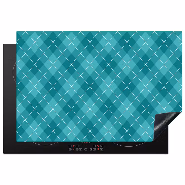 Patroon - Ruiten - Blauw Inductie beschermer vinyl 3mm klein 276 -3d