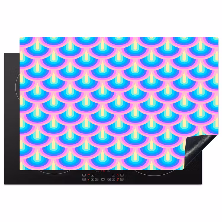 Patroon - Regenboogwaaier - Neon Inductie beschermer vinyl 3mm klein 276 -3d
