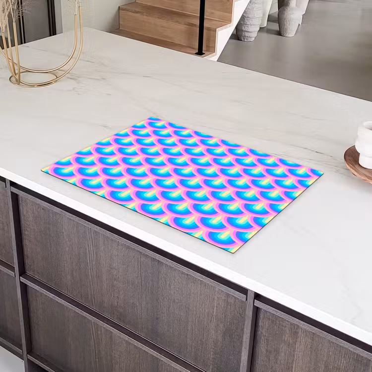 Patroon - Regenboogwaaier - Neon Inductie beschermer vinyl 3mm klein 276 -sfeer8