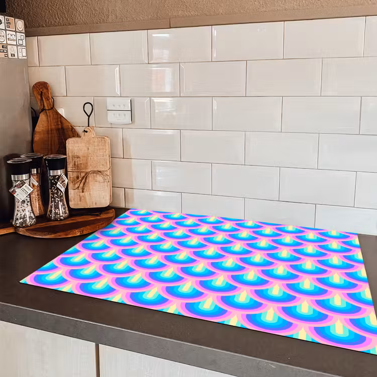 Patroon - Regenboogwaaier - Neon Inductie beschermer vinyl 3mm klein 276 -sfeer3