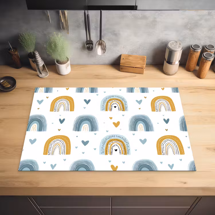 Patroon - Regenboog - Hartjes Inductie beschermer vinyl 3mm klein -sfeer5