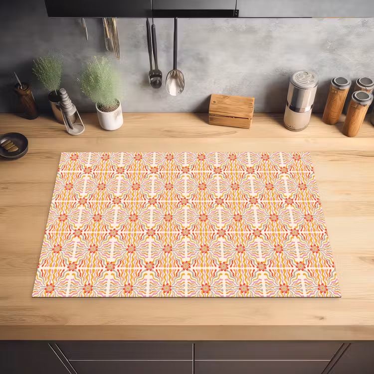 Retro - Disco - Swingend - Bloemen - Multi Inductie beschermer vinyl 3mm klein 276 -sfeer5