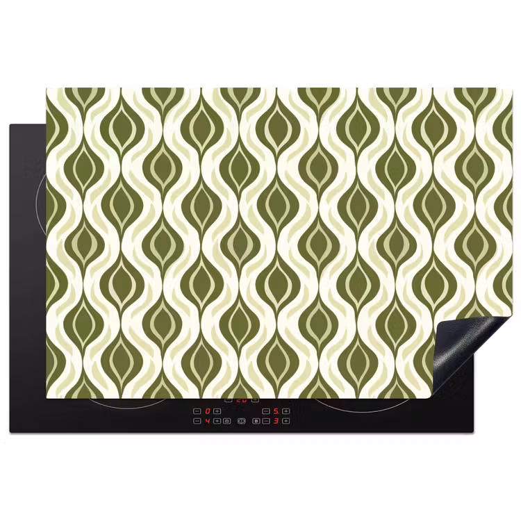 Patroon - Retro - Groen Inductie beschermer vinyl 3mm klein 276 -3d