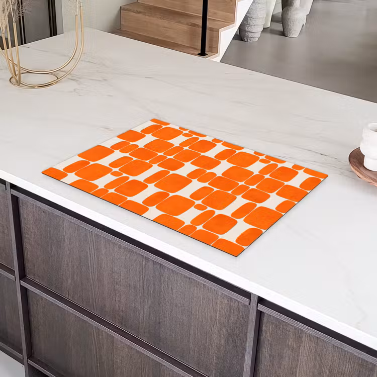 Patroon - Retro - Oranje Inductie beschermer vinyl 3mm klein 276 -sfeer8