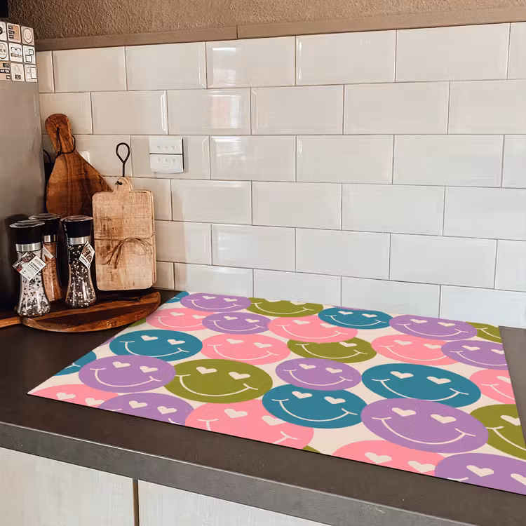 Patroon - Smiley - Kleurrijk - Hartjes Inductie beschermer vinyl 3mm klein 276 -sfeer3