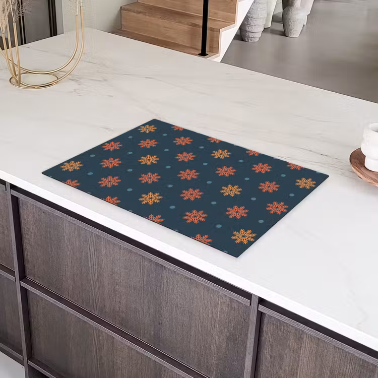 Patroon - Sneeuwvlokken - Blauw Inductie beschermer vinyl 3mm klein 276 -sfeer8