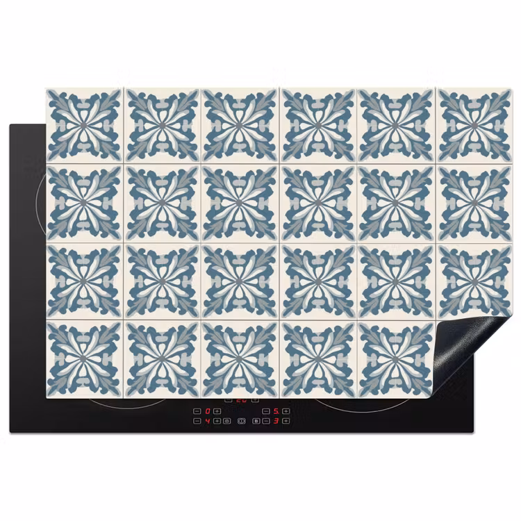 Dessin - Tegel - Blauw Inductie beschermer vinyl 3mm klein 276 -3d