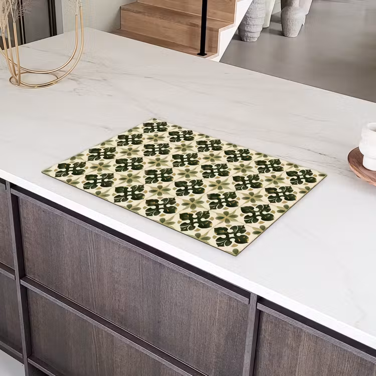 Patroon - Tegel - Groen Inductie beschermer vinyl 3mm klein 276 -sfeer8