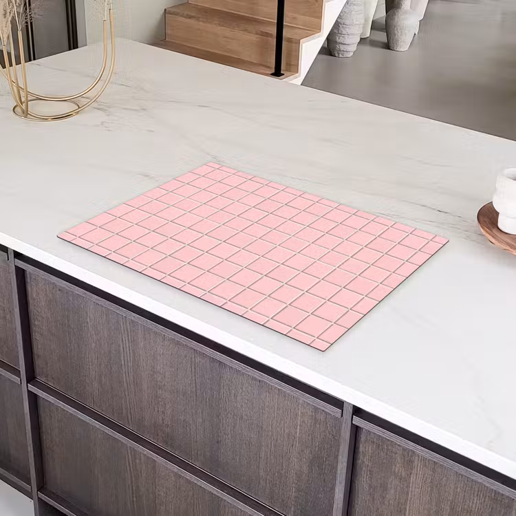Patroon - Tegel - Pastelroze Inductie beschermer vinyl 3mm klein 276 -sfeer8