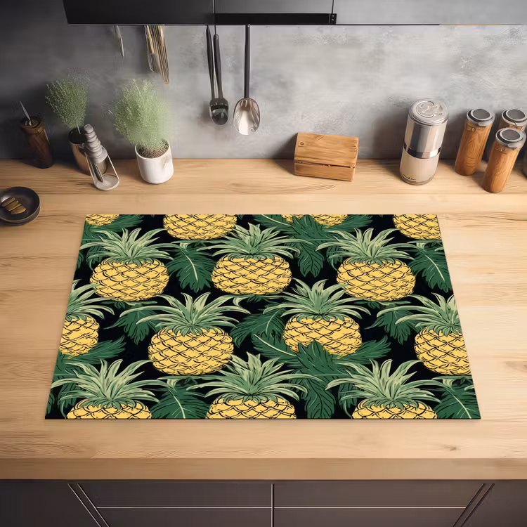 Patroon - Tropisch - Ananas - Illustratie Inductie beschermer vinyl 3mm klein 276 -sfeer5