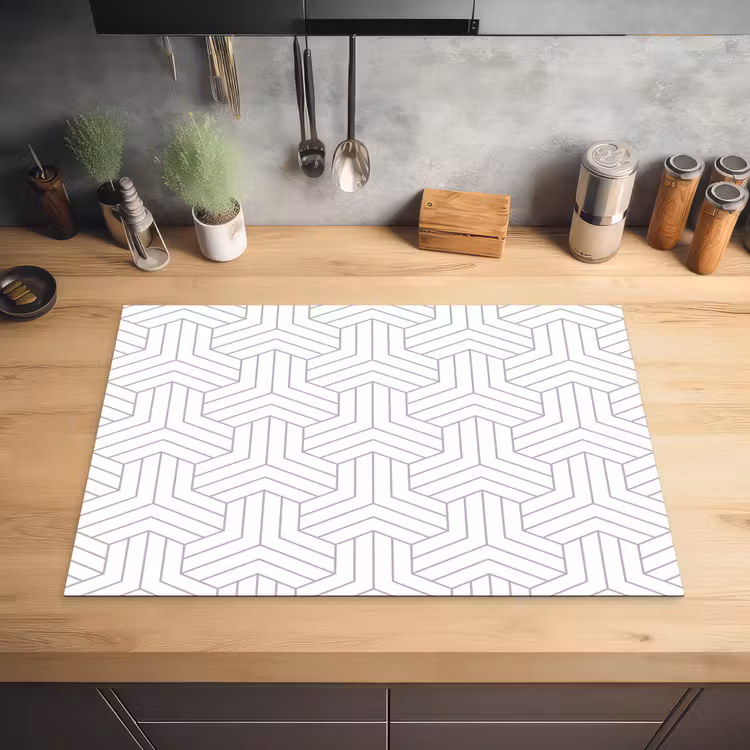 Patronen - Abstract - Zwart - Wit - Geometrie Inductie beschermer vinyl 3mm klein 276 -sfeer5