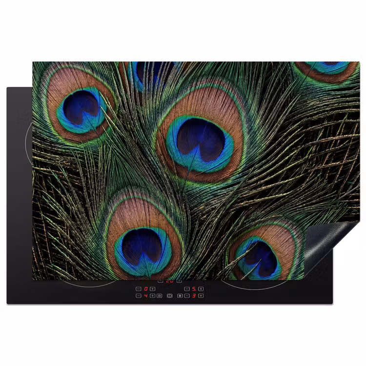 Pauwenveren - Klassiek - Groen Inductie beschermer vinyl 3mm klein -3d
