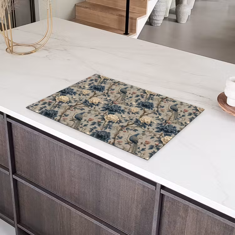 Pauw - Bloemen - Blauw Inductie beschermer vinyl 3mm klein 276 -sfeer8