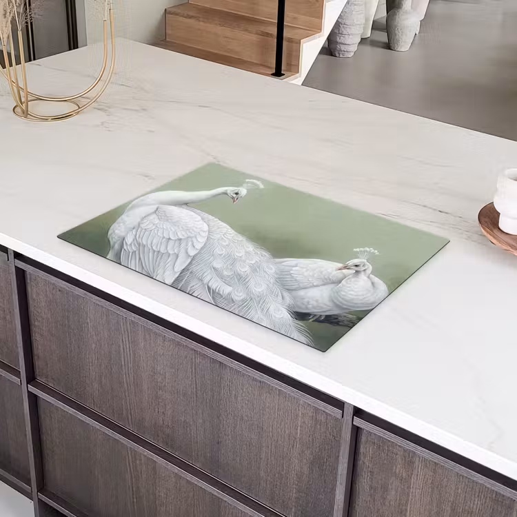 Pauwen - Wit - Natuur - Groen Inductie beschermer vinyl 3mm klein -sfeer8