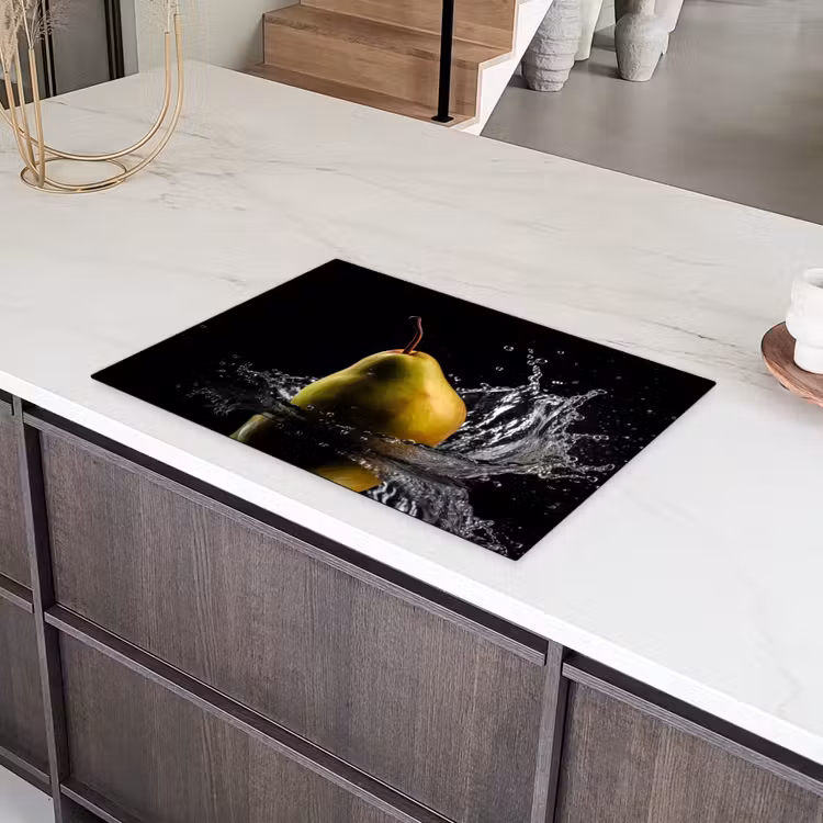 Peer - Fruit - Water - Zwart Inductie beschermer vinyl 3mm klein -sfeer8