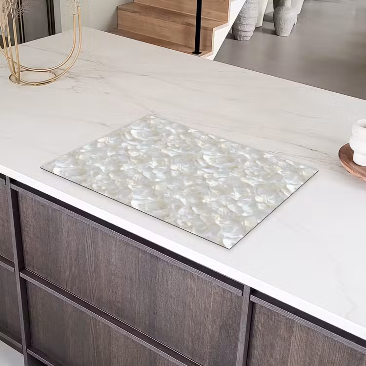 Parelmoerglans - Wit - Schelp Inductie beschermer vinyl 3mm klein 276 -sfeer8