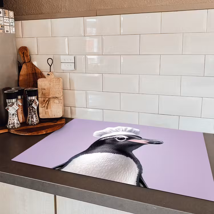 Pinguïn - Koksmuts - Lief - Paars Inductie beschermer vinyl 3mm klein -sfeer3