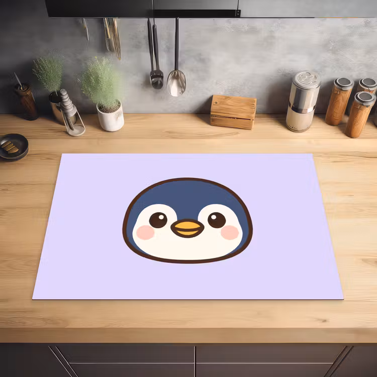 Pinguïn - Paars - Schattig Inductie beschermer vinyl 3mm klein -sfeer5