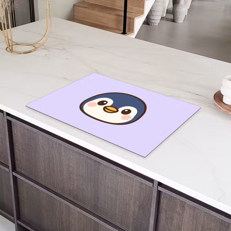 Pinguïn - Paars - Schattig Inductie beschermer vinyl 3mm klein -sfeer8