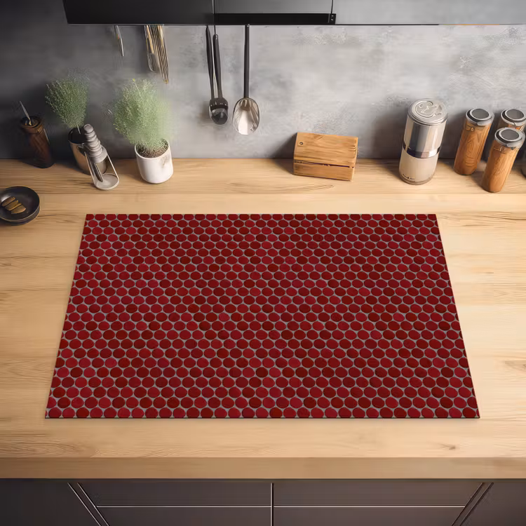 Penny - Mozaïek - Rond - Rood Inductie beschermer vinyl 3mm klein 276 -sfeer5