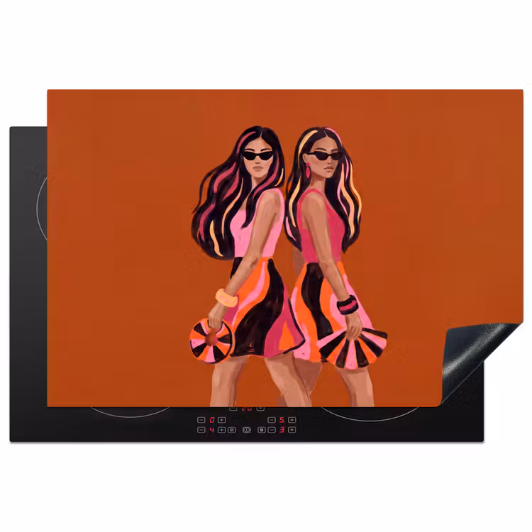 Mensen - Duo - Mode - Illustratie - Kleurrijk Inductie beschermer vinyl 3mm klein -3d