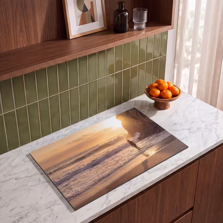 Mensen - Oceaan - Zonsondergang - Kust - Goud Inductie beschermer vinyl 3mm klein -sfeer8