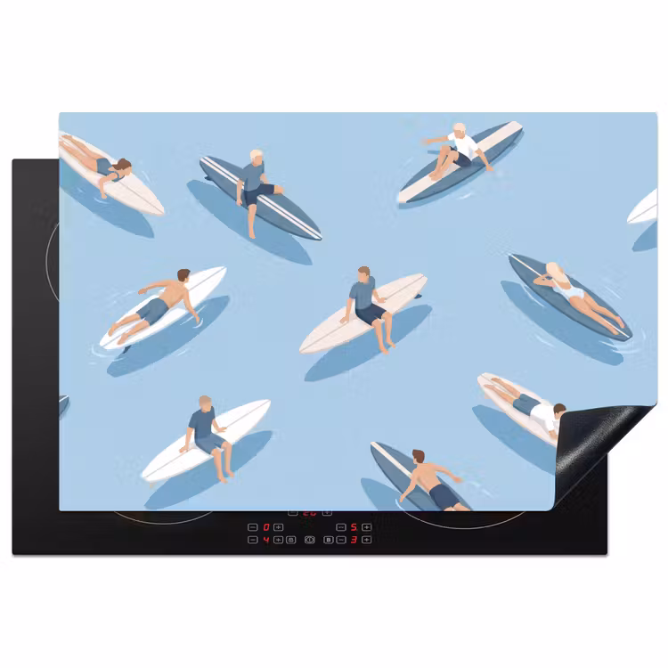 Mensen - Surfen - Water - Zomer - Illustratie Inductie beschermer vinyl 3mm klein -3d