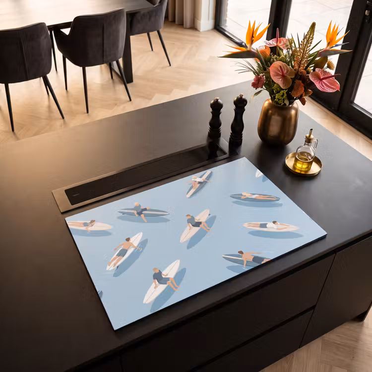 Mensen - Surfen - Water - Zomer - Illustratie Inductie beschermer vinyl 3mm klein -sfeer5