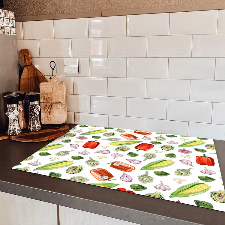 Paprika - Maïs - Patroon - Groente Inductie beschermer vinyl 3mm klein 276 -sfeer3