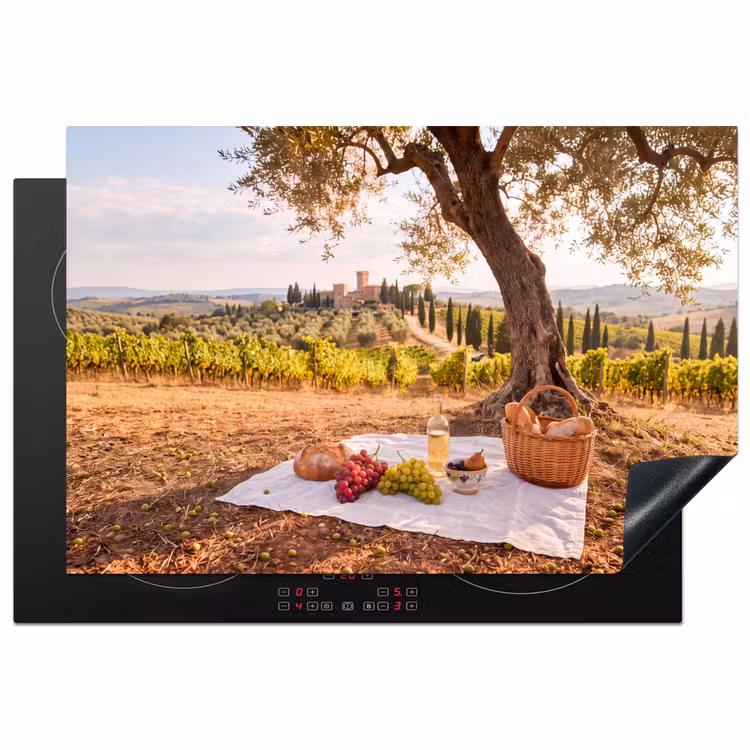 Picknick - Wijngaard - Landschap - Zomer - Eten Inductie beschermer vinyl 3mm klein -3d