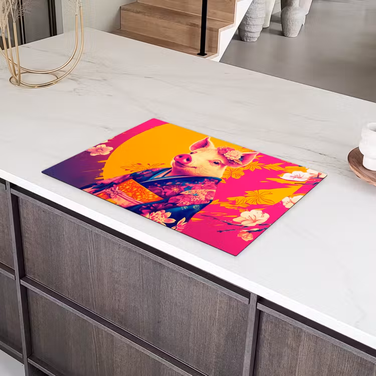 Varken - Bloemkroon - Kimono - Abstract Inductie beschermer vinyl 3mm klein -sfeer8