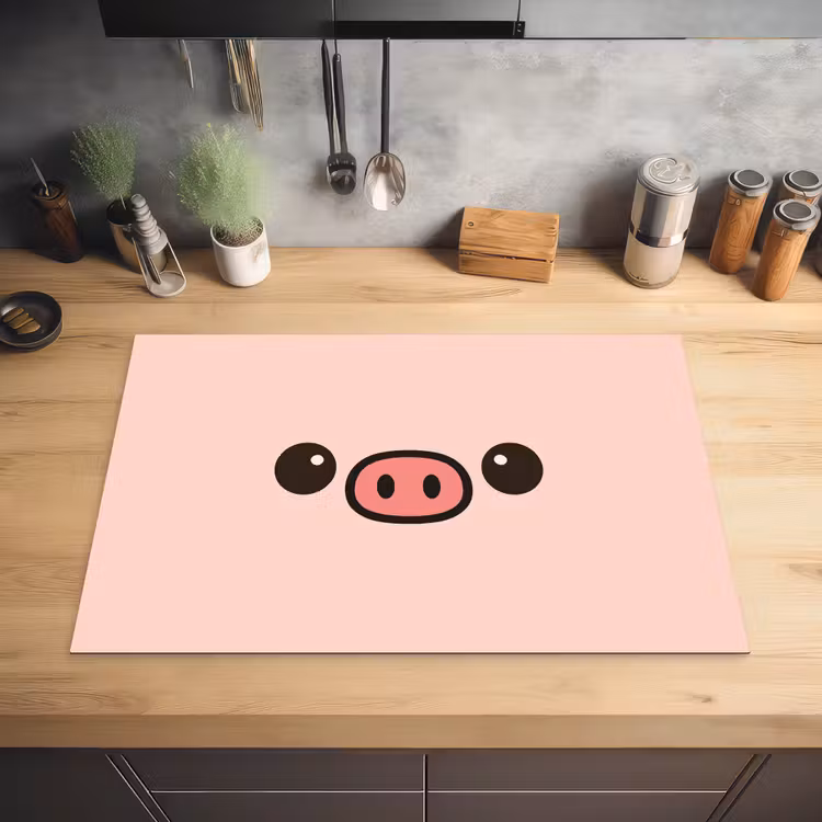 Varken - Roze - Minimalistisch Inductie beschermer vinyl 3mm klein -sfeer5
