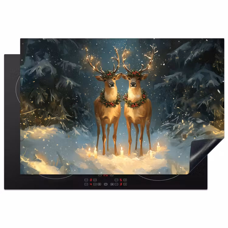 Dennensprookje - Rendier - Nacht Inductie beschermer vinyl 3mm klein -3d