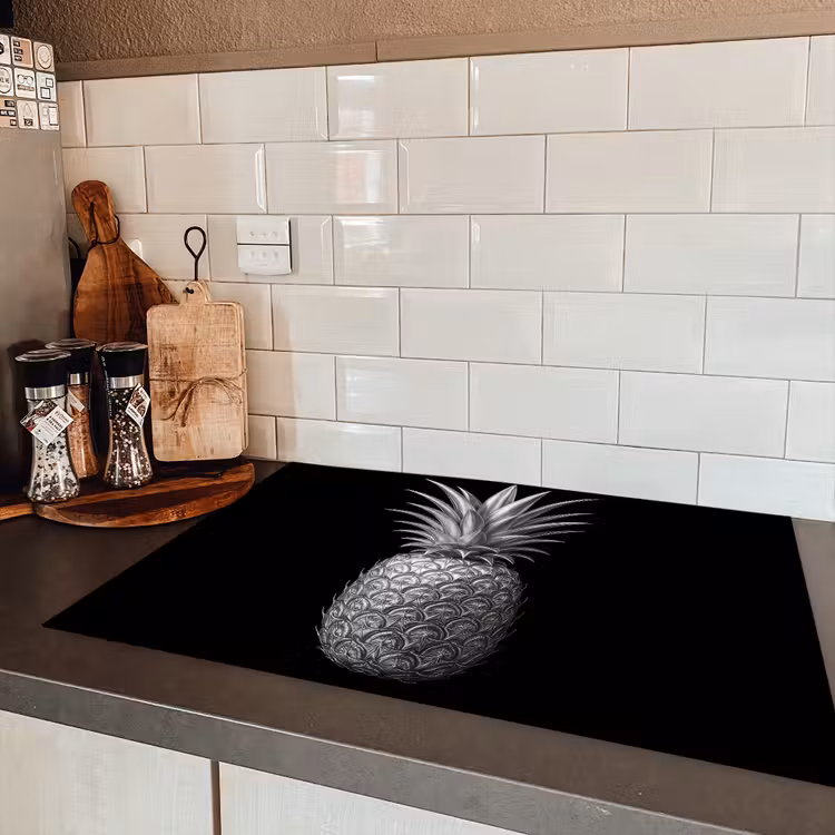 Ananas - Gedetailleerd - Bladeren Inductie beschermer vinyl 3mm klein -sfeer3