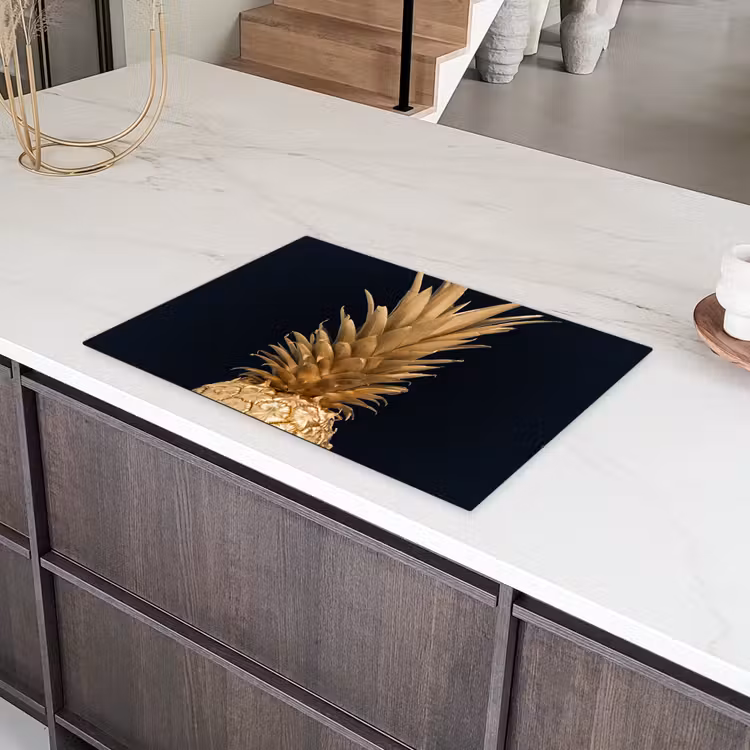 Ananas - Goud - Verf - Zwart - Fruit - Luxe Inductie beschermer vinyl 3mm klein -sfeer8