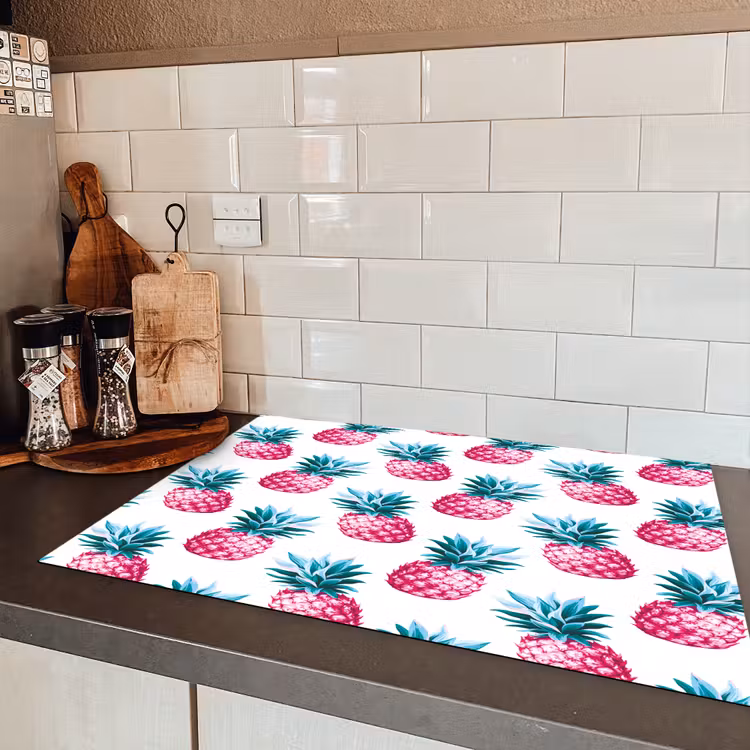 Ananas - Roze - Wit Inductie beschermer vinyl 3mm klein 276 -sfeer3