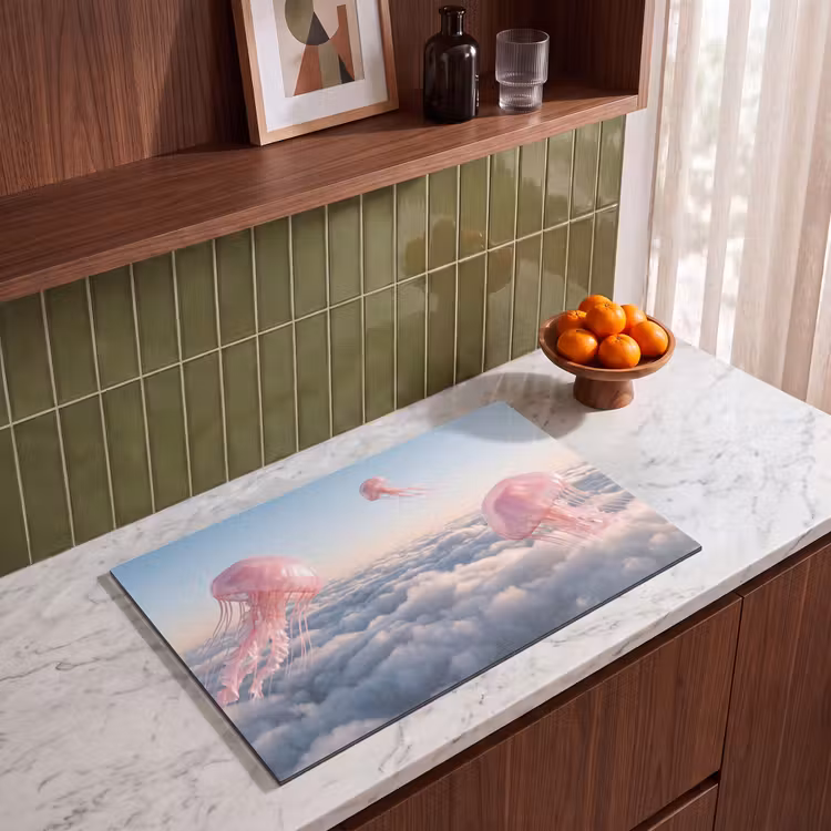 Induction Hob Cover - Pink Animal - Clouds - Roze dier - Wolken Inductie beschermer vinyl 3mm klein