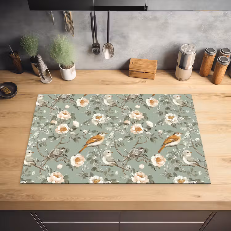 Roze - Vogels - Kleurrijk Inductie beschermer vinyl 3mm klein 276 -sfeer5