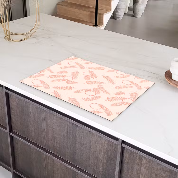 Roze - Veren - Patroon Inductie beschermer vinyl 3mm klein 276 -sfeer8