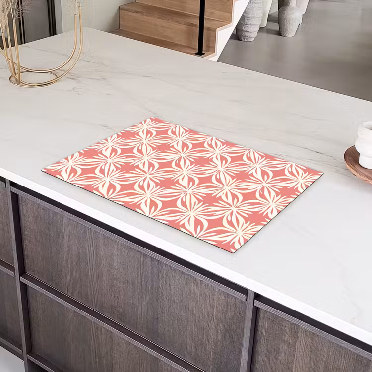 Roze - Bloemenmotief - Wit - Modern Inductie beschermer vinyl 3mm klein 276 -sfeer8