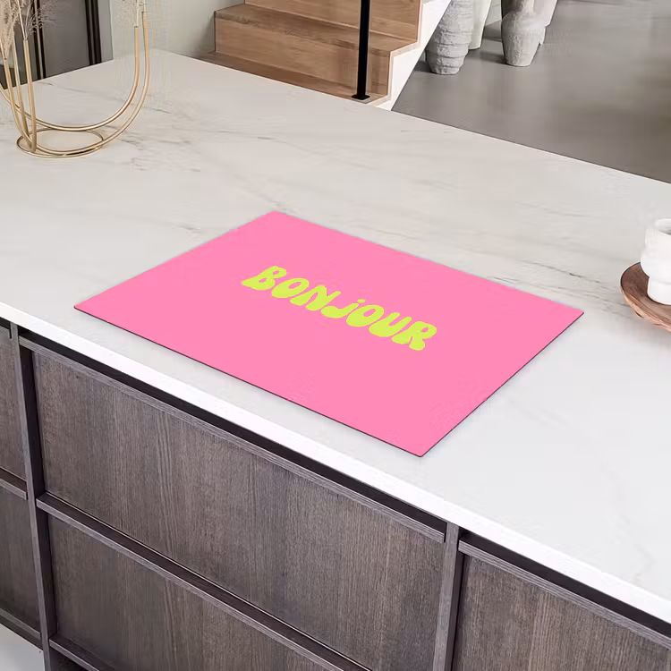 Roze - Groene bonjour - Organisch Inductie beschermer vinyl 3mm klein -sfeer8