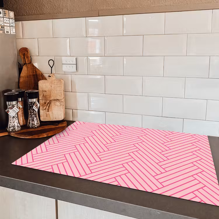 Roze - Patroon - Lijnen Inductie beschermer vinyl 3mm klein 276 -sfeer3