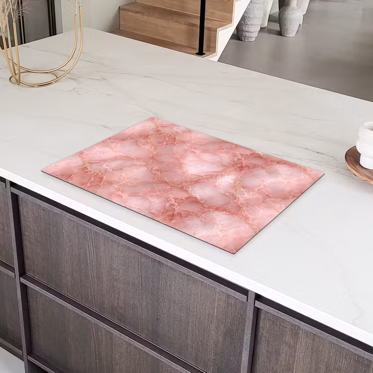 Roze - Kwarts - Goud - Marmer Inductie beschermer vinyl 3mm klein 276 -sfeer8